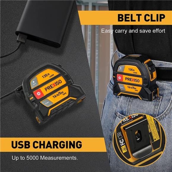 2-in-1 Laser Tape Measure, 135Ft Laser Measurement Tool & 16Ft Measuring Tape - Picture 5 of 6